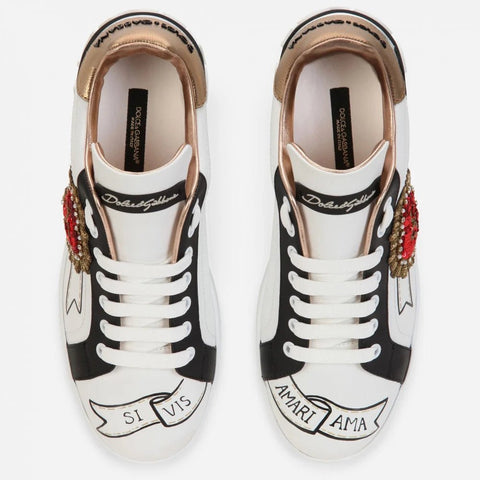 Dolce & Gabbana Portofino Print With Embroidery Sneakers - BEAUTY BAR