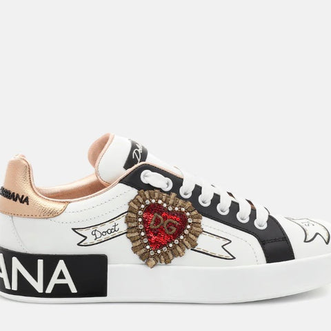 Dolce & Gabbana Portofino Print With Embroidery Sneakers - BEAUTY BAR