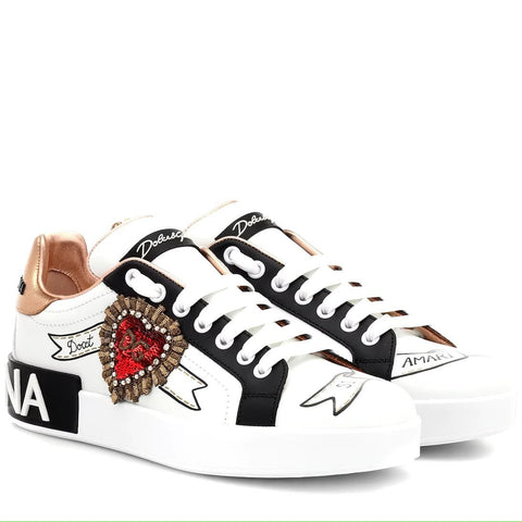 Dolce & Gabbana Portofino Print With Embroidery Sneakers - BEAUTY BAR