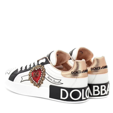 Dolce & Gabbana Portofino Print With Embroidery Sneakers - BEAUTY BAR