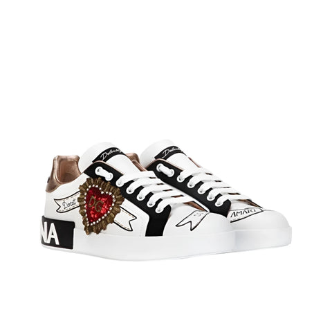 Dolce & Gabbana Portofino Print With Embroidery Sneakers - BEAUTY BAR