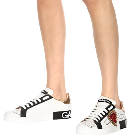 Dolce & Gabbana Portofino Print With Embroidery Sneakers - BEAUTY BAR