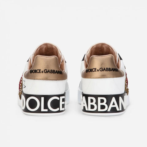 Dolce & Gabbana Portofino Print With Embroidery Sneakers - BEAUTY BAR