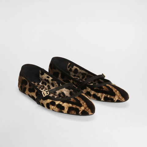 Dolce & Gabbana Velvet Patterned Ballerina Shoes - BEAUTY BAR