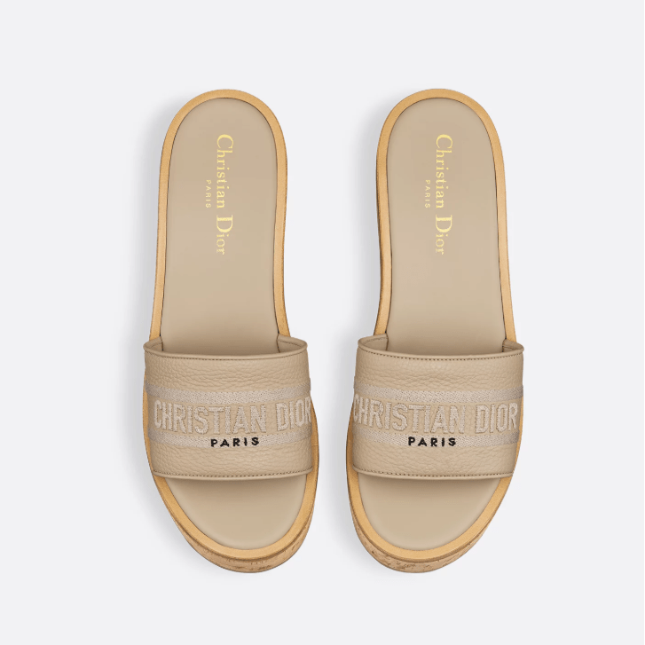 Dway Platform Slide Powder Beige Grained Calfskin 3