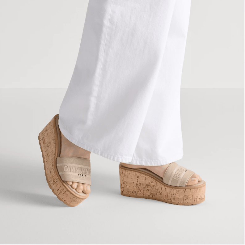 Dway Platform Slide Powder Beige Grained Calfskin 2