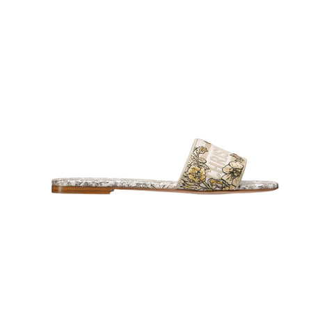 Dway Slide Cotton Embroidered with Metallic Thread and Gold - Tone Millefiori Unicorn Motif - BEAUTY BAR