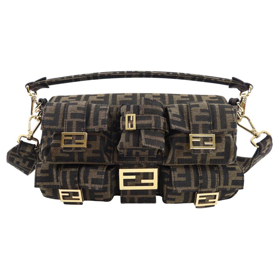 Fendi Brown Zucca FF Multi Pocket Baguette Bag 2
