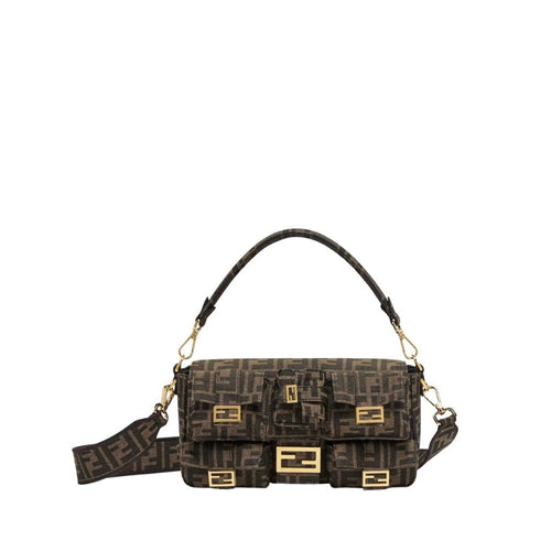 Fendi Brown Zucca FF Multi Pocket Baguette Bag