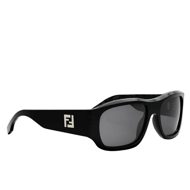 Fendi FF Logo Rectangle Sunglasses Black / Smoke 3