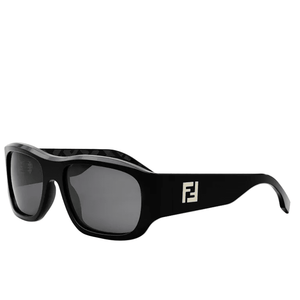 Fendi FF Logo Rectangle Sunglasses Black / Smoke