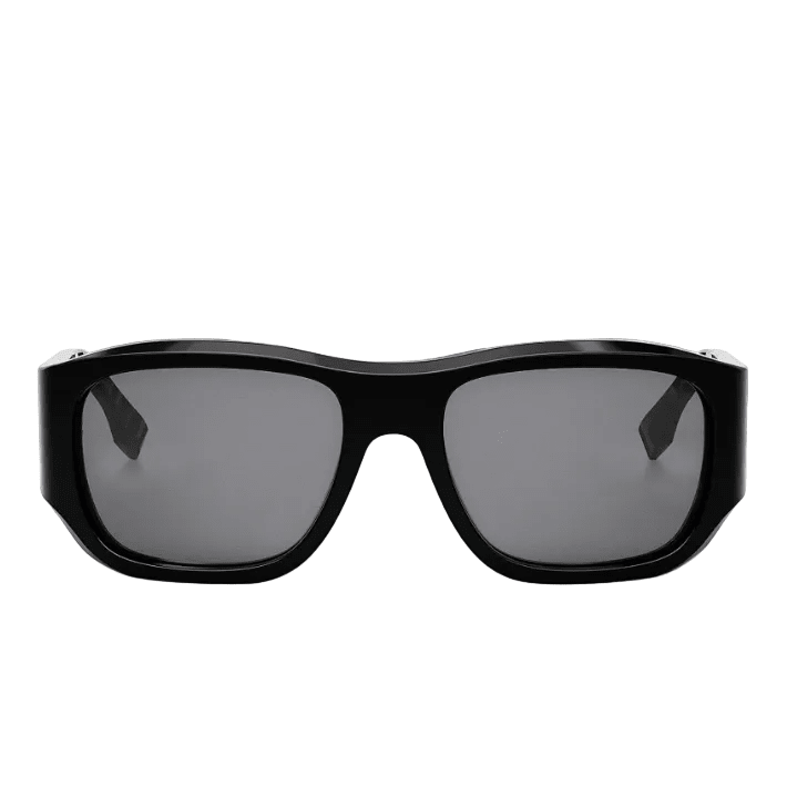 Fendi FF Logo Rectangle Sunglasses Black / Smoke 2