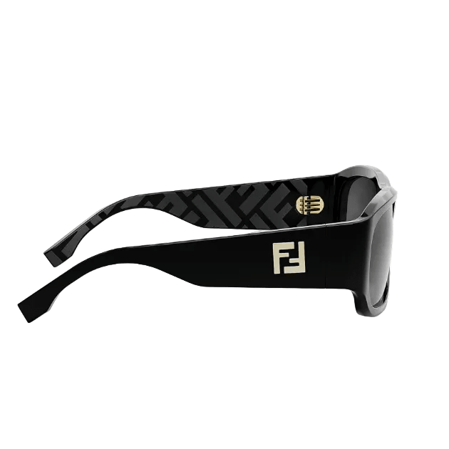 Fendi FF Logo Rectangle Sunglasses Black / Smoke 4
