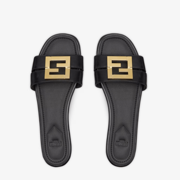 Fendi FFold Black Leather Sandal 2