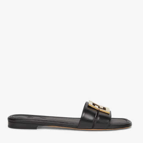 Fendi FFold Black Leather Sandal - BEAUTY BAR