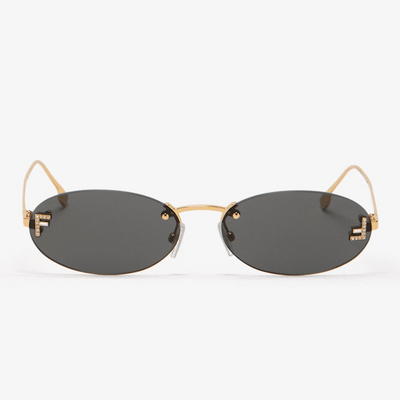 Fendi First Crystal Oval Sunglasses Black