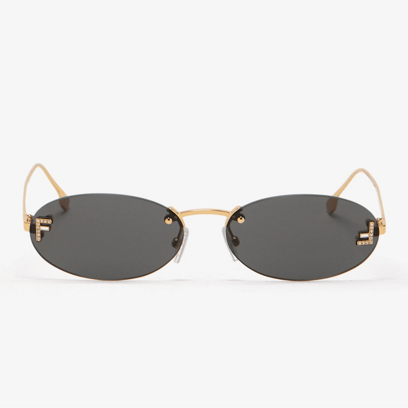 Fendi First Crystal Oval Sunglasses Black