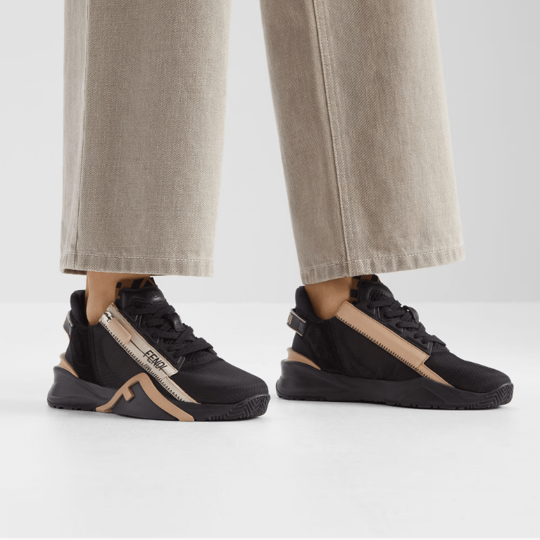 Fendi Flow Black Nylon & Suede Low-Top Sneakers 3