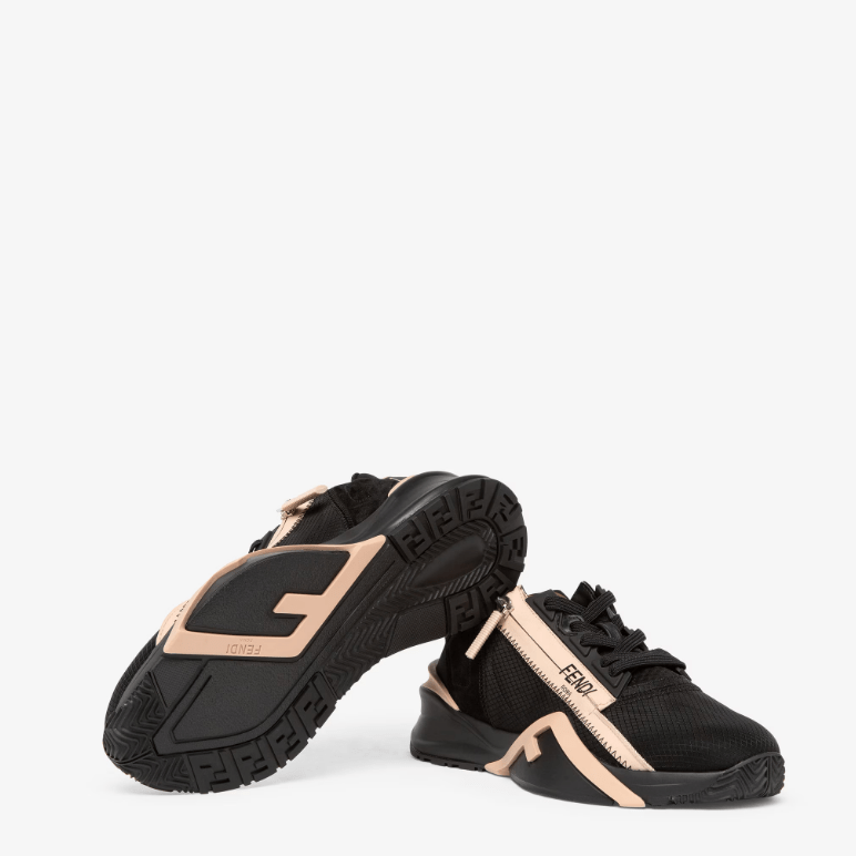 Fendi Flow Black Nylon & Suede Low-Top Sneakers 4