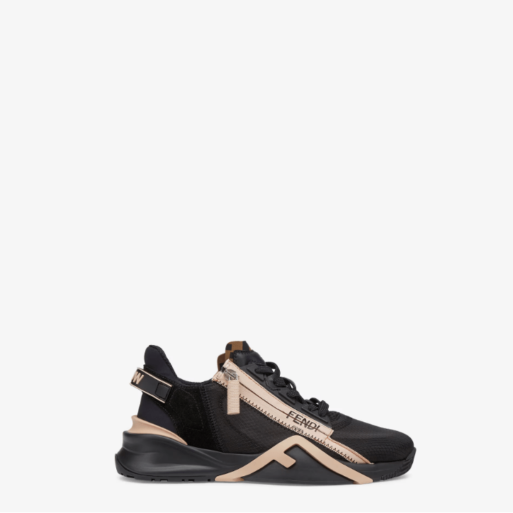 Fendi Flow Black Nylon & Suede Low-Top Sneakers
