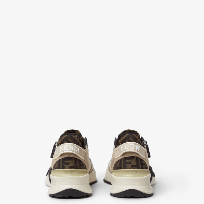 Fendi Flow Sneakers Brown FF Jacquard and Beige Leather Low-Tops 3