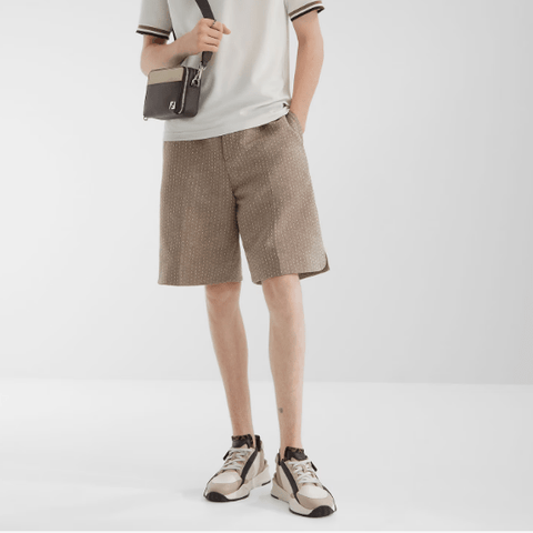 Fendi Flow Sneakers Brown FF Jacquard and Beige Leather Low - Tops - BEAUTY BAR