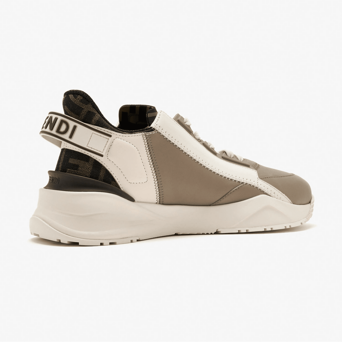 Fendi Flow Sneakers Brown FF Jacquard and Beige Leather Low-Tops 2