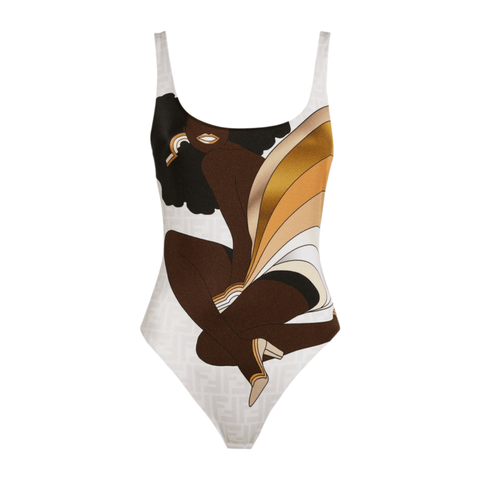 Fendi Girl Print Swimsuit - White - BEAUTY BAR