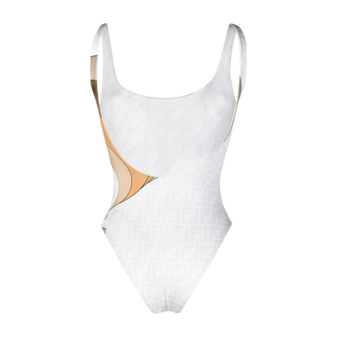 Fendi Girl Print Swimsuit - White - BEAUTY BAR