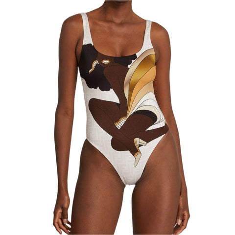 Fendi Girl Print Swimsuit - White - BEAUTY BAR