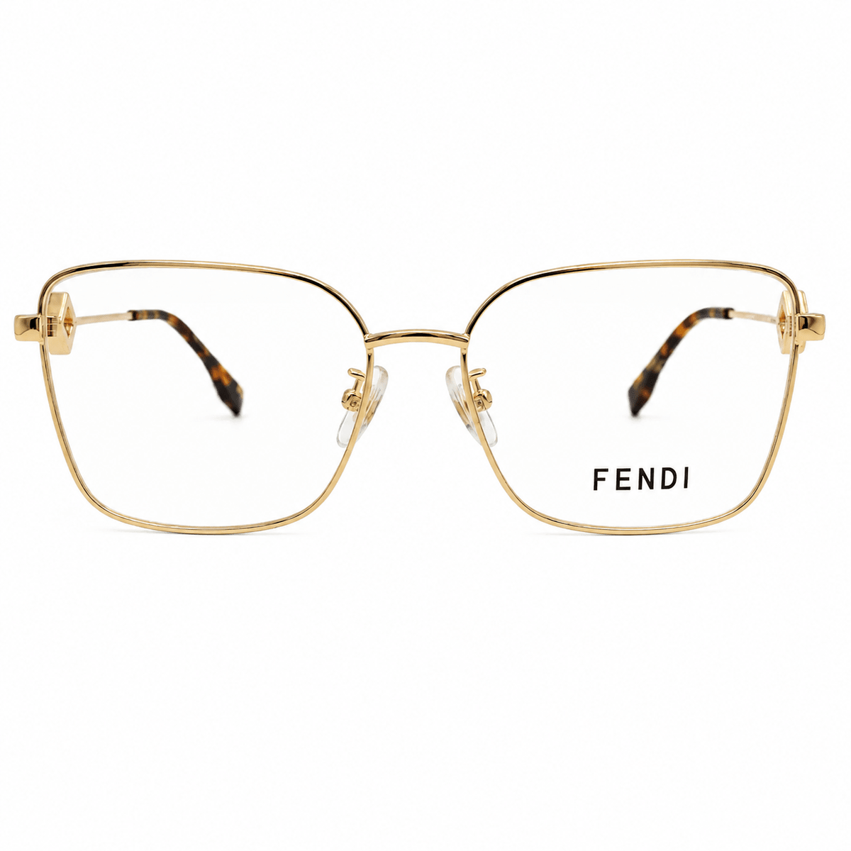 Fendi Gold Metal Eyeglasses With a Square Frame 2