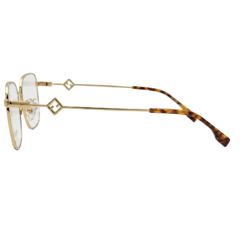 Fendi Gold Metal Eyeglasses With a Square Frame 3