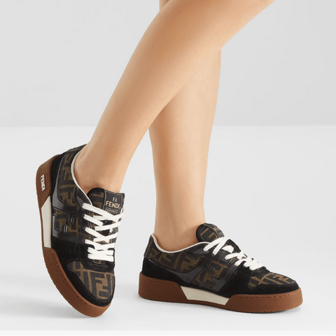 Fendi Match Canvas Low - Tops With Black Suede - BEAUTY BAR