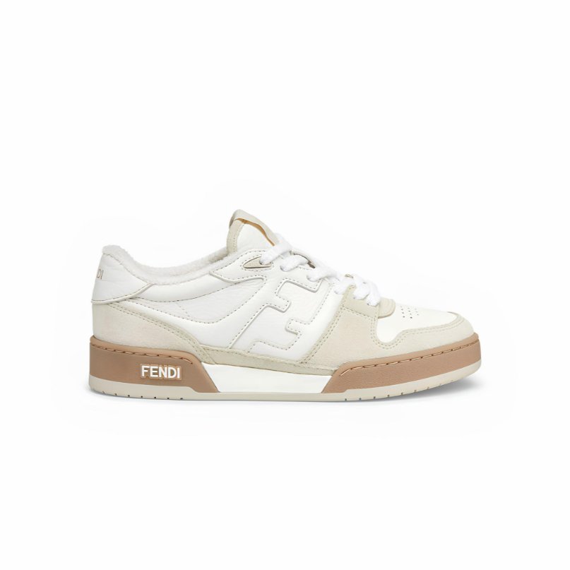 Fendi 'Match' Leather Sneakers Beige 1