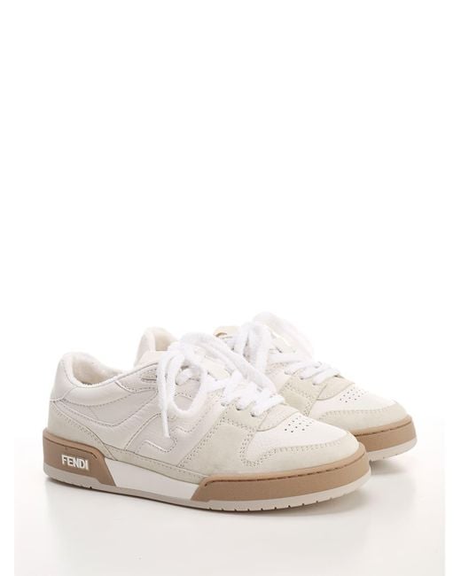 Fendi 'Match' Leather Sneakers Beige 2