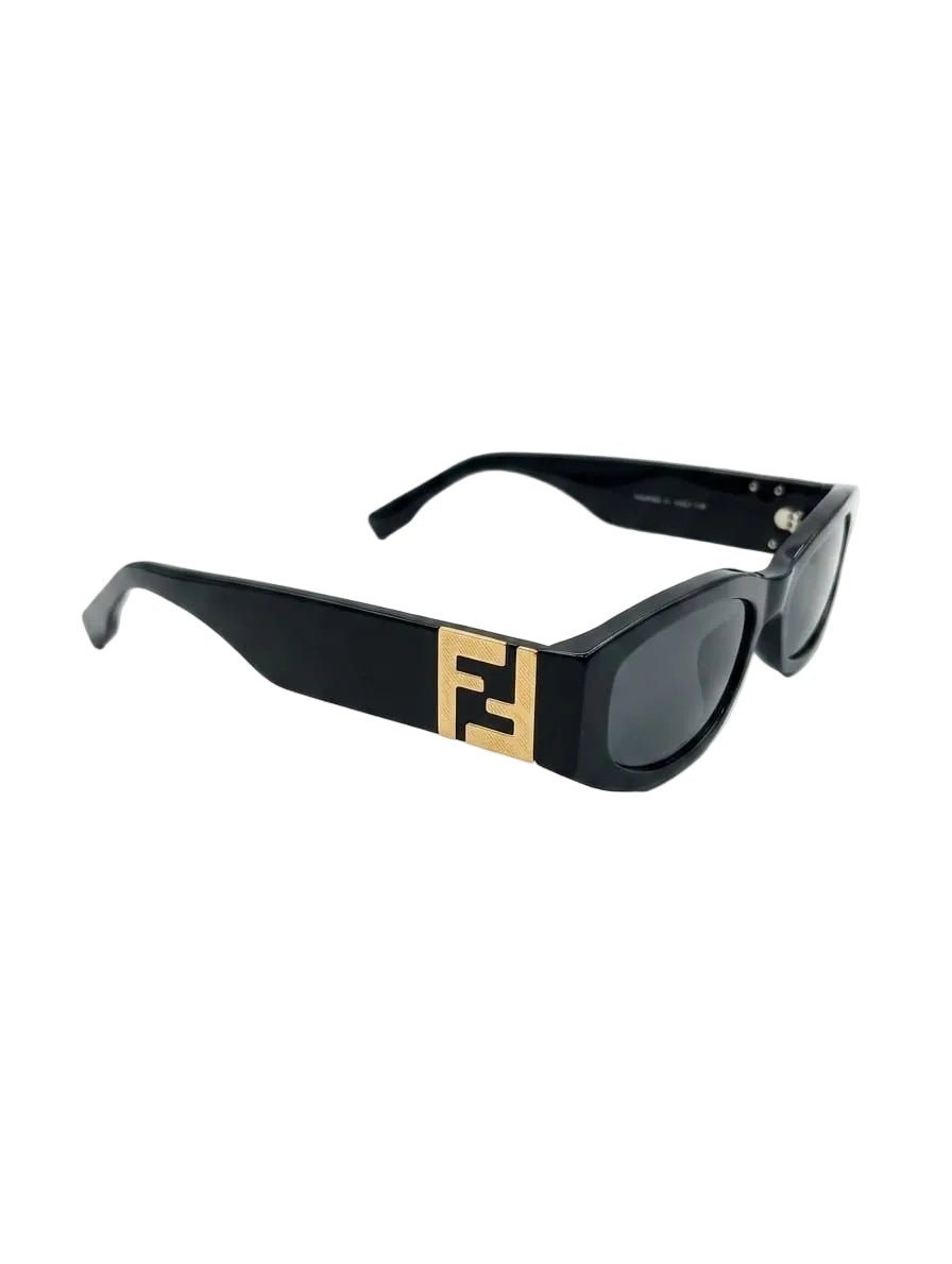 Fendi Oversized Black Shield Sunglasses With Gold Logo Accent 2