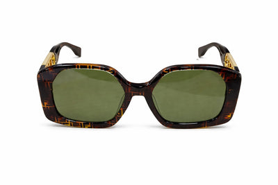 Fendi Oversized Square Sunglasses – Tortoiseshell Frame & Green Lens