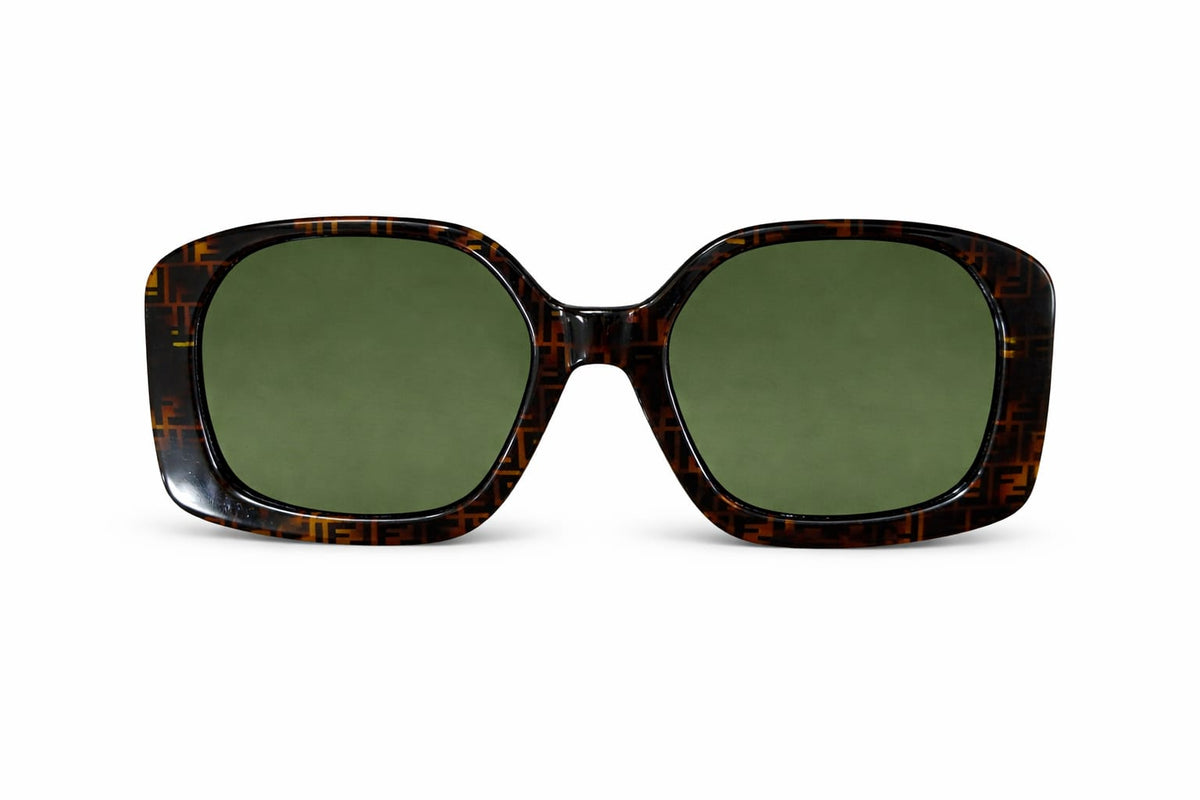 Fendi Oversized Square Sunglasses – Tortoiseshell Frame & Green Lens 2