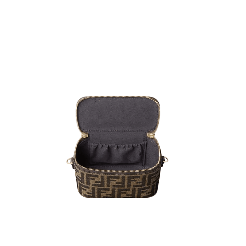 Fendi Vanity Tobacco Brown FF Jacquard Fabric Mini-Bag 7