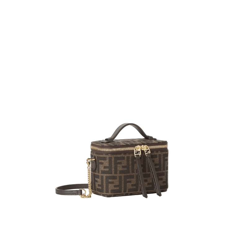 Fendi Vanity Tobacco Brown FF Jacquard Fabric Mini-Bag 2