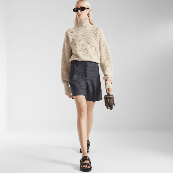 Fendi Vanity Tobacco Brown FF Jacquard Fabric Mini-Bag 3