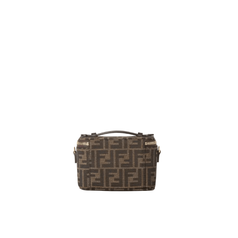 Fendi Vanity Tobacco Brown FF Jacquard Fabric Mini-Bag 5