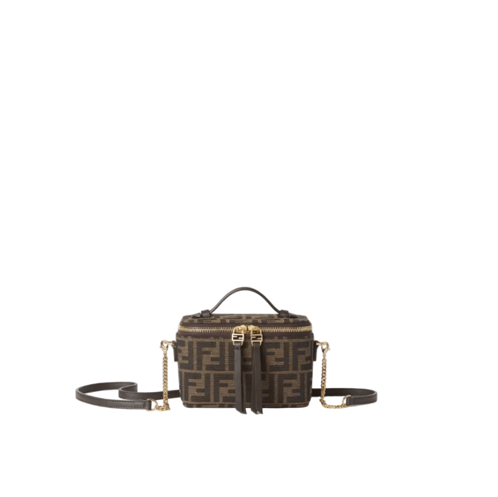 Fendi Vanity Tobacco Brown FF Jacquard Fabric Mini-Bag 6