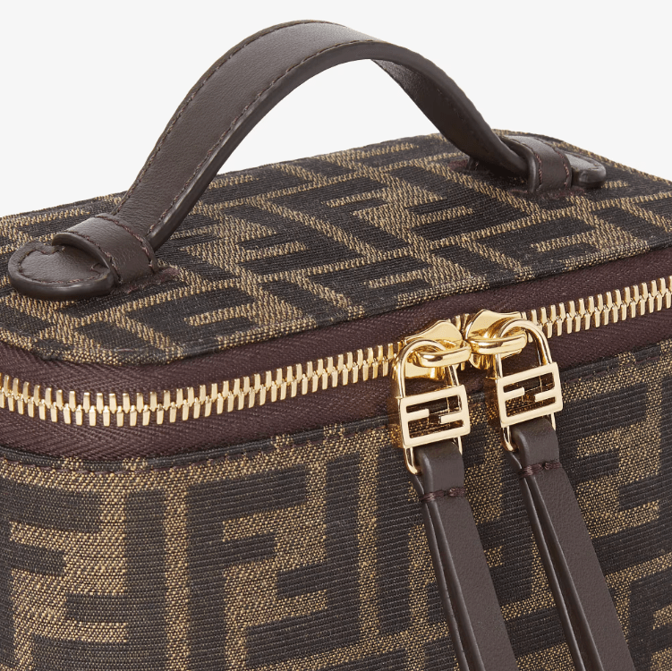 Fendi Vanity Tobacco Brown FF Jacquard Fabric Mini-Bag 8