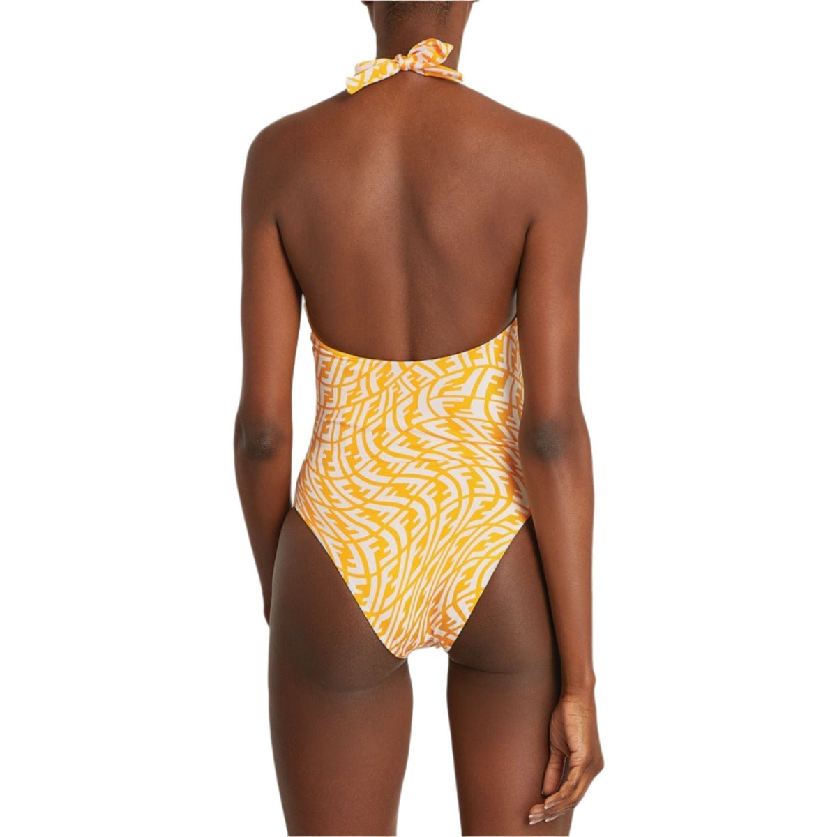 Fendi Ff Vertigo One-piece Swimsuit In Yellow ,white 2