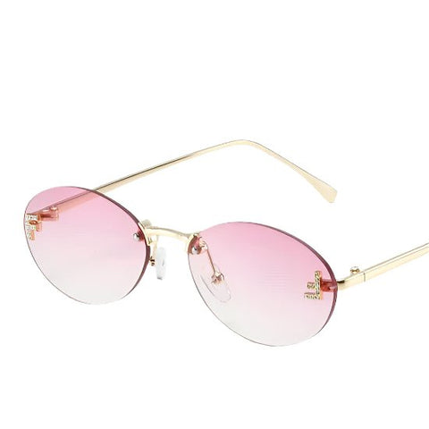 Fendi Women's Pink Oval - Frame Metal Sunglasses - BEAUTY BAR