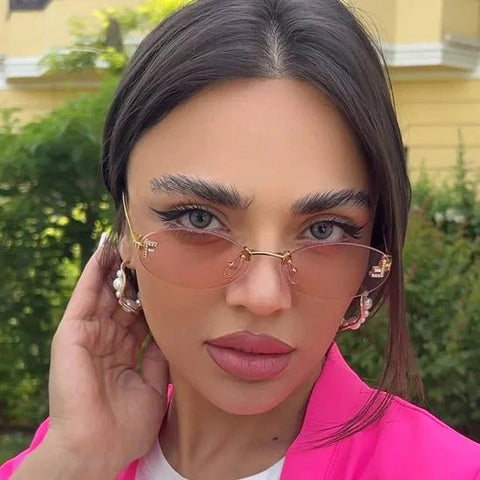 Fendi Women's Pink Oval - Frame Metal Sunglasses - BEAUTY BAR