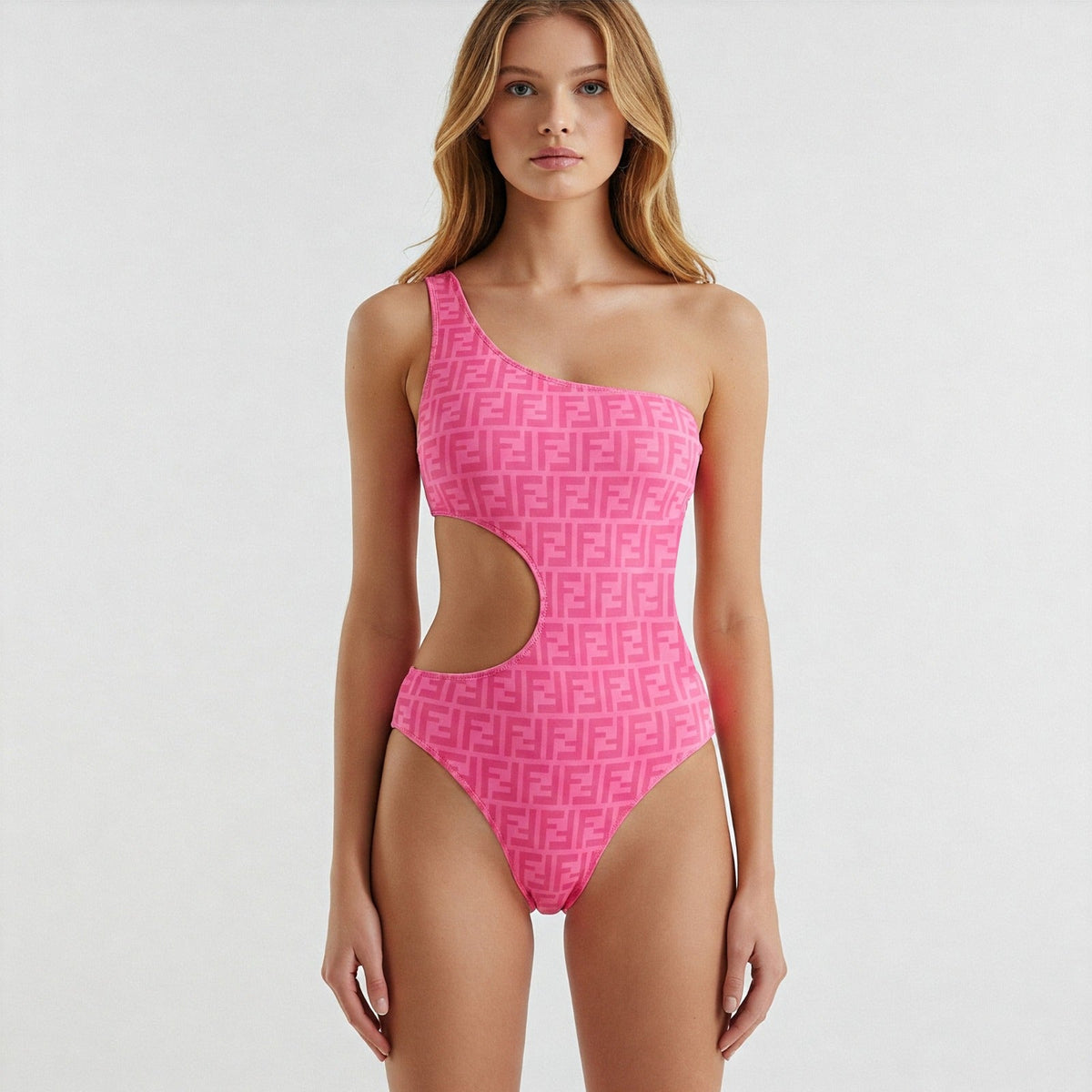 Fendi Women's Pink Prints On Monogram Swimsuit 1