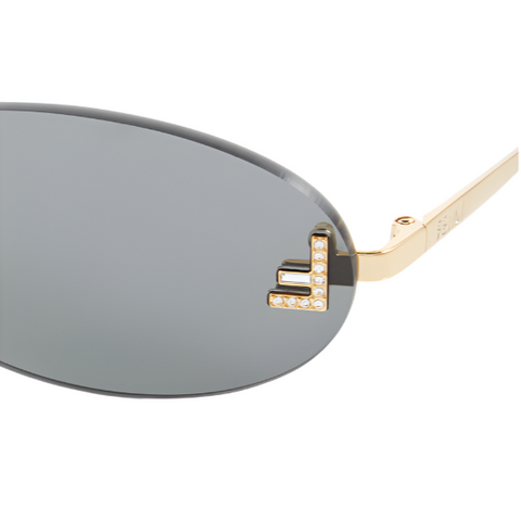 Fendi Women's Gray First Embellished Oval Sunglasses