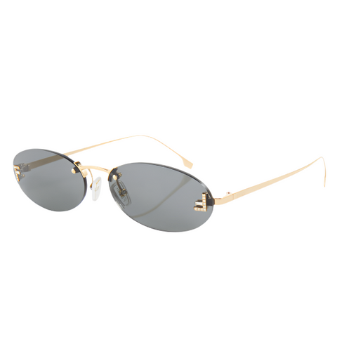 Fendi Women's Gray First Embellished Oval Sunglasses